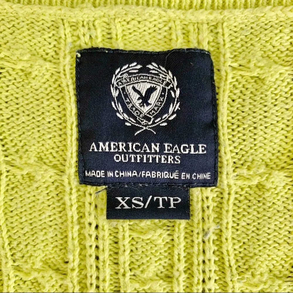 American Eagle Chartreuse V-neck sweater lime green Y2K Elena Gilbert winter XS